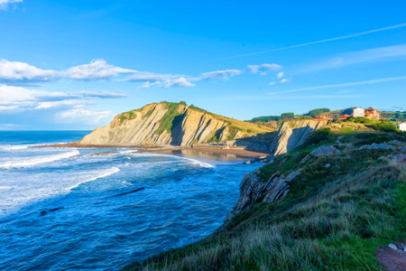 The coast of Zumaia on a clear summer day, Spain