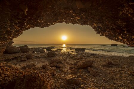 The coast of Vinaroz during a sunrise, Costa azahar, Spainの写真素材
