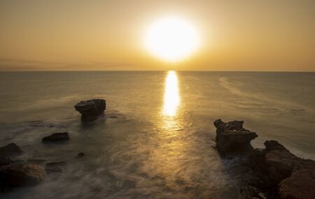 The coast of Vinaroz during a sunrise, Costa azahar, Spainの写真素材