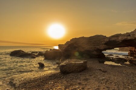 The coast of Vinaroz during a sunrise, Costa azahar, Spainの写真素材