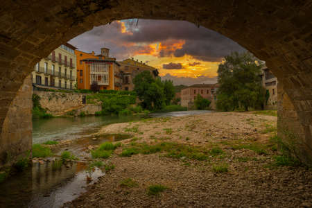 The town of Estella in Navarre, Spainの写真素材