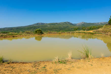 Landscape of the August way as it passes through Castellon, Spainの写真素材