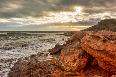 The coast of the renegade a day of bad seas, Spainの写真素材