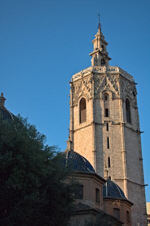 Bell tower of the cathedral of Valencia, Spainの写真素材