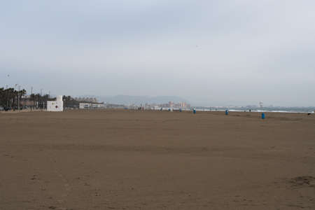 Malvarrosa beach in Valencia. General view looking northの写真素材