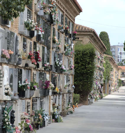 View of a section of niches of the cemetery of Valencia, Spainの写真素材