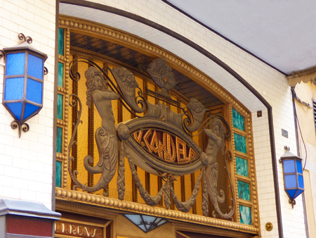 Modernist sign at GIrona, Spainの写真素材