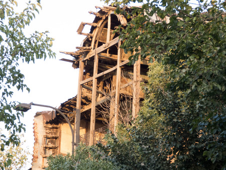 Ruined wooden buildingの写真素材