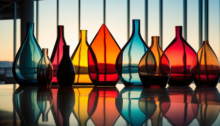 Abstract geometric glass crystal bottles containers.の素材