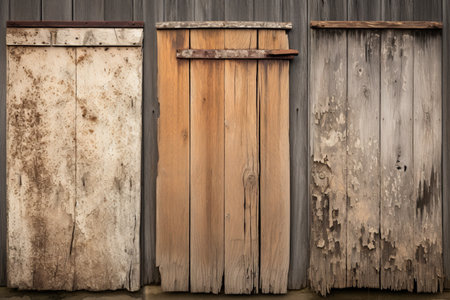 Wooden wall and door for background or texture. Vintage style.の素材