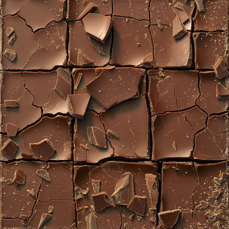 Broken, cracked chocolate background. Chocolate texture. Chocolate pattern. Chocolate background.の素材