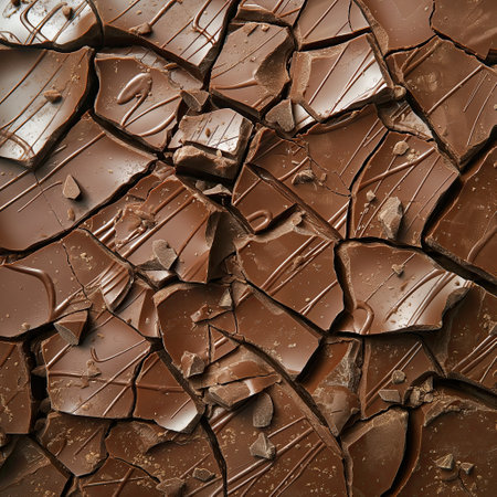 Broken, cracked chocolate background. Chocolate texture. Chocolate pattern. Chocolate background.の素材