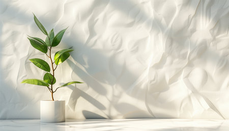 3d render, green plant in a pot on a white backgroundの素材