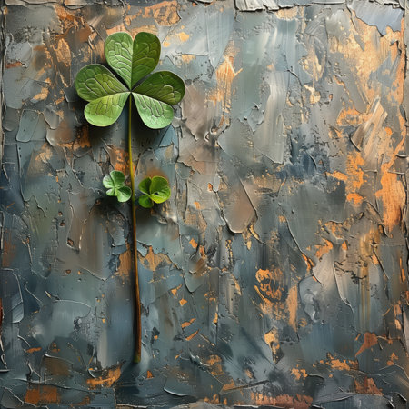 Three-leaf clover on a textured background. St. Patrick's Day.の素材