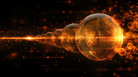 Digital illustration of planet in colour  background with light effects. 3d renderingの素材