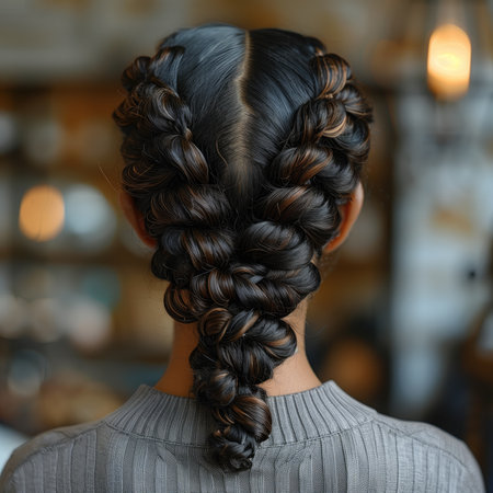 Hairstyle in the form of a braided hairstyle.の素材