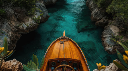 Boat in turquoise water of the Adriatic Seの素材