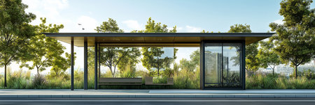 bus stop with lightning modern minimalistic design. High quality illustrationの素材