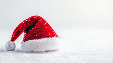 Santa Claus hat on white background with copy space for your text.の素材