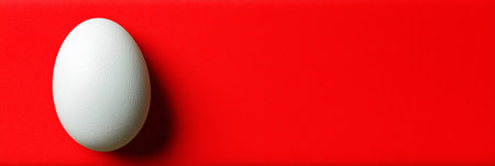 White ball rests on vibrant red backdrop showcasing minimalistic designの素材