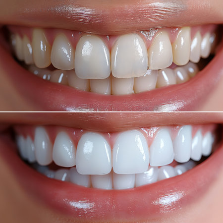 Professional teeth whitening and cleaning, before and after resulの素材