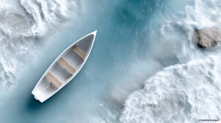 Boat on the sea. 3D rendering. Computer digital drawing.の素材