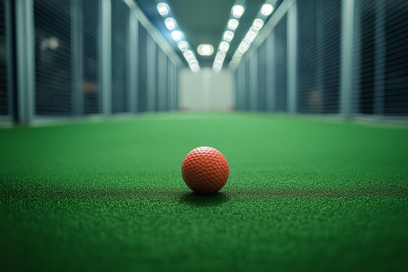 golf ball lying on the golf course. indoor golf illustration. High quality illustrationの素材