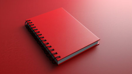 Notebooks on red background, right side clearの素材