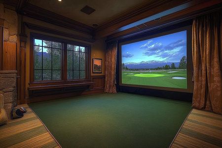 modern indoor golf simulator club interior design professional photographyの素材