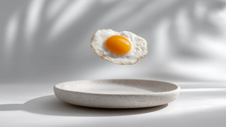 Fried egg on a white plate on a white background. 3d renderingの素材