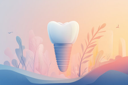 minimalist illustration of dental implaの素材