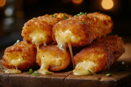 Crispy fried melted mozzarella cheese sticの素材
