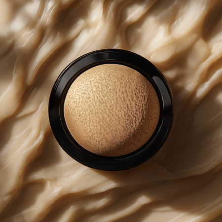 product photography with soft light cosmetic cushion puff, top view, flatの素材