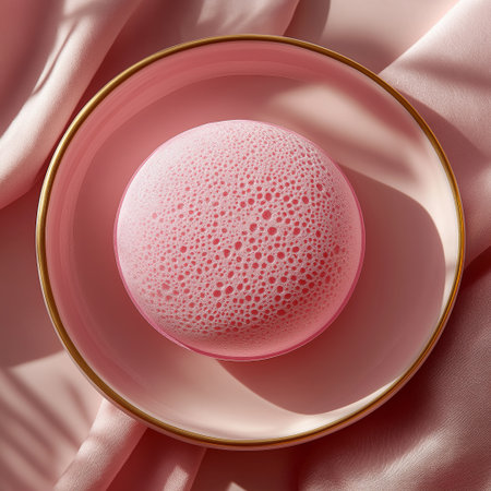 product photography with soft light cosmetic cushion puff, top view, flatの素材
