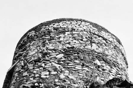 The tomb of Priscilla erected in Rome on the Appian Way ,cilindrical tower in opus mixtum and opus reticulatumの写真素材