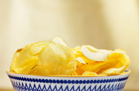 Potato chips in colored bowl ,party time