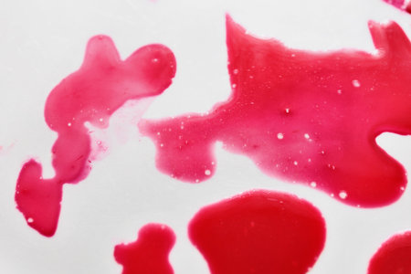Detail of blood drops on white background, mystery andの写真素材