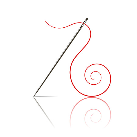 sewing needle with red threadのイラスト素材