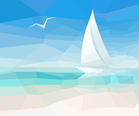 Marine abstract background with sailing shipのイラスト素材