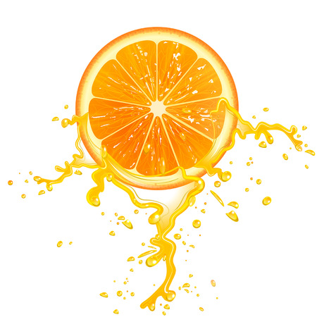 slice of orange juice with splashesのイラスト素材