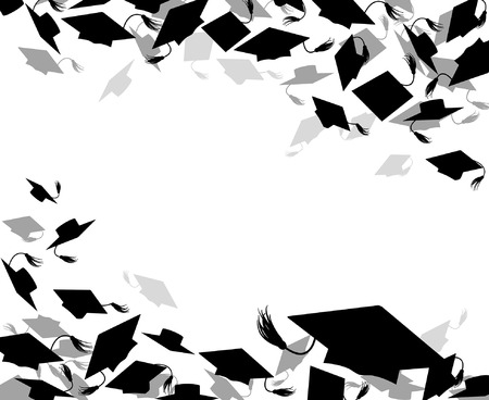 background of graduate caps on whiteのイラスト素材