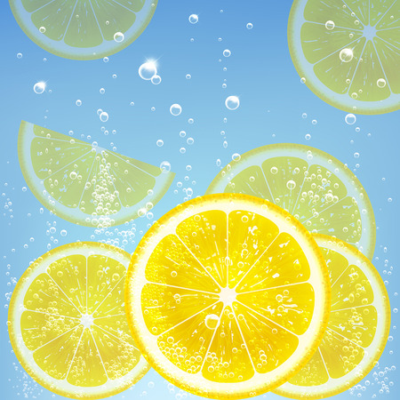 lemonade with lemon and bubblesのイラスト素材