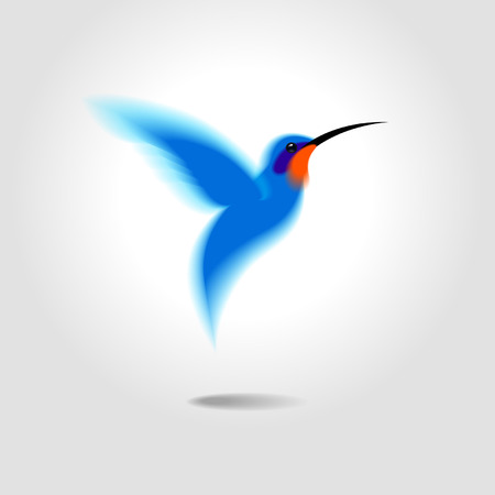 icon stylized blue bird hummingbirdのイラスト素材