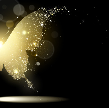 golden butterfly on black backgroundのイラスト素材