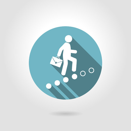 man climbs up the career ladderのイラスト素材