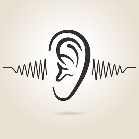ear icon on light backgroundのイラスト素材