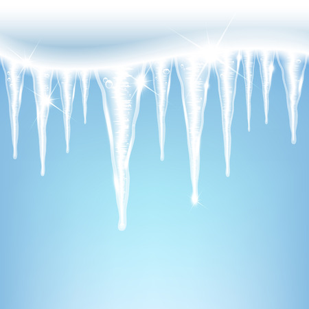 glittering icicles on a blue backgroundのイラスト素材