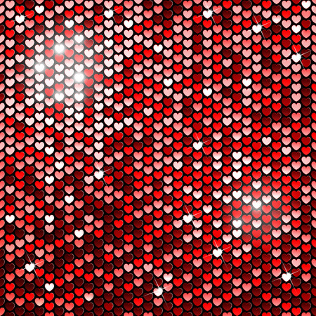 background of red hearts with sequinsのイラスト素材