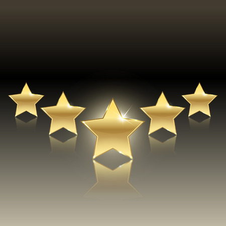 rating of five stars on a dark backgroundのイラスト素材