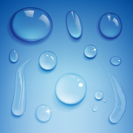 set of water drops on a blue backgroundのイラスト素材